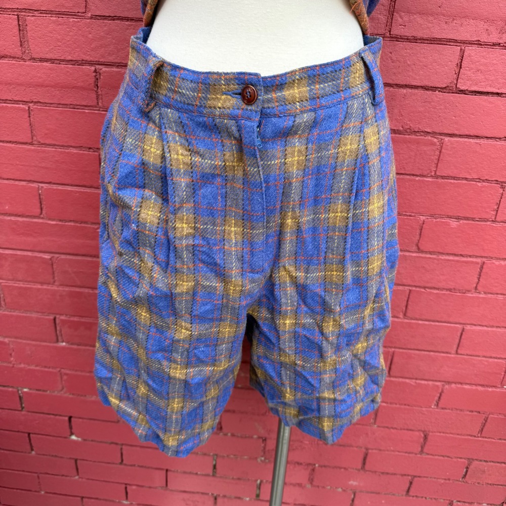 Vintage 80s Liz‎ Claiborne Liz Sport Plaid Wool Blend Vest & Shorts Set Tratan - Picture 3 of 10